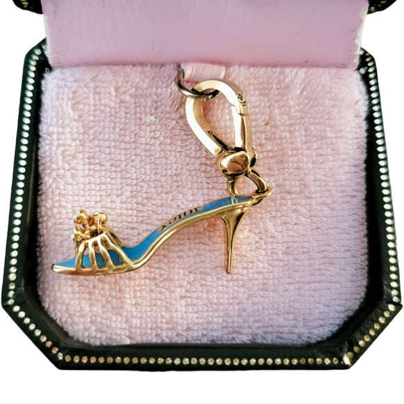 JUICY COUTURE Charm Boudoir Slide YJRU0435 Blue Enamel High Heel Shoe - NIB, NWT - Picture 2 of 8
